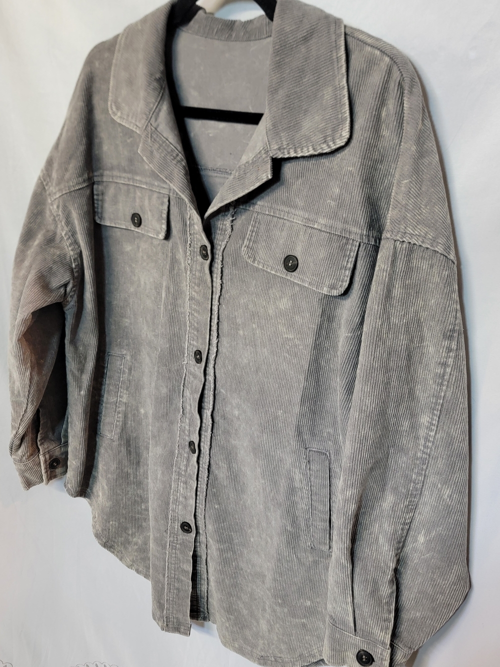 Gray Corduroy Button-Up Shacket